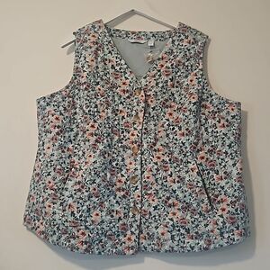 DENIM & Co. Floral vest 1x